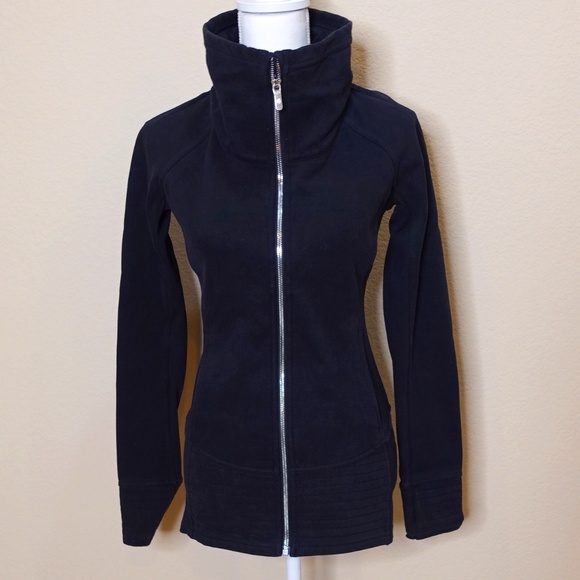 lululemon athletica Tops - Lululemon Black Full Zip Long Scuba Sweatshirt with Funnel Neck